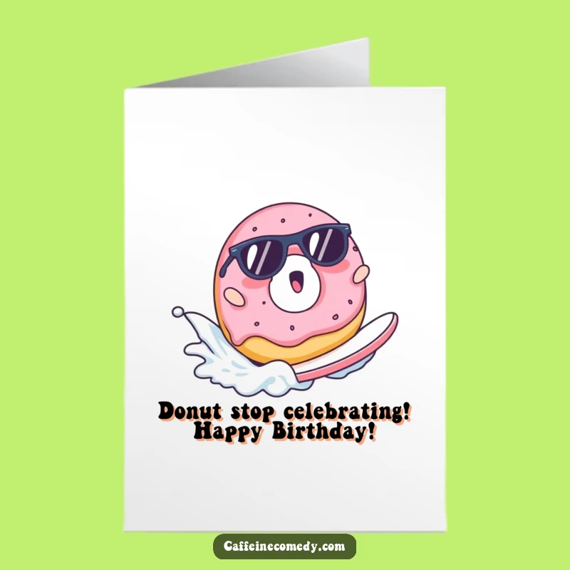 Free Printable Birthday Card: Surfing Donut Cool Milk Wave Surprise