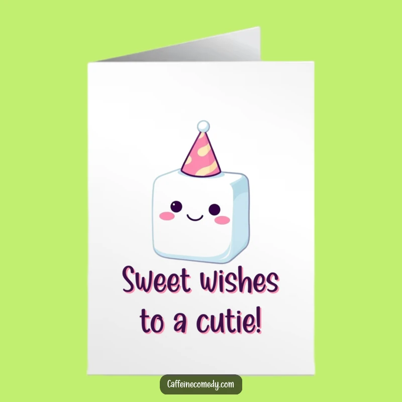 Free Printable Funny Birthday Card: Adorable Sugar Cube Party Hat Greeting Download
