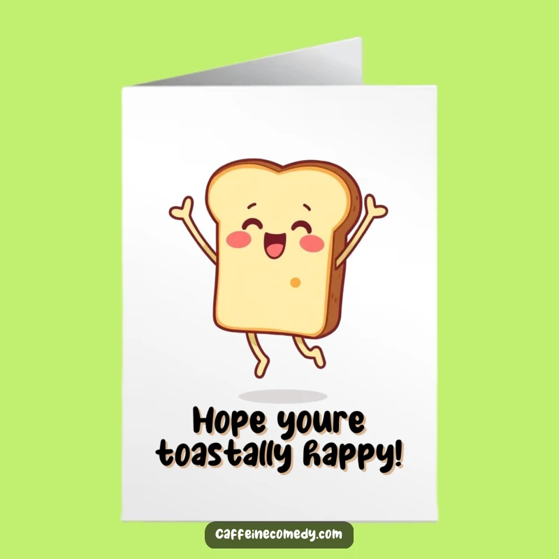 Free Printable Birthday Card: Surprised Toast Jumping for Funny Downloadable Gift