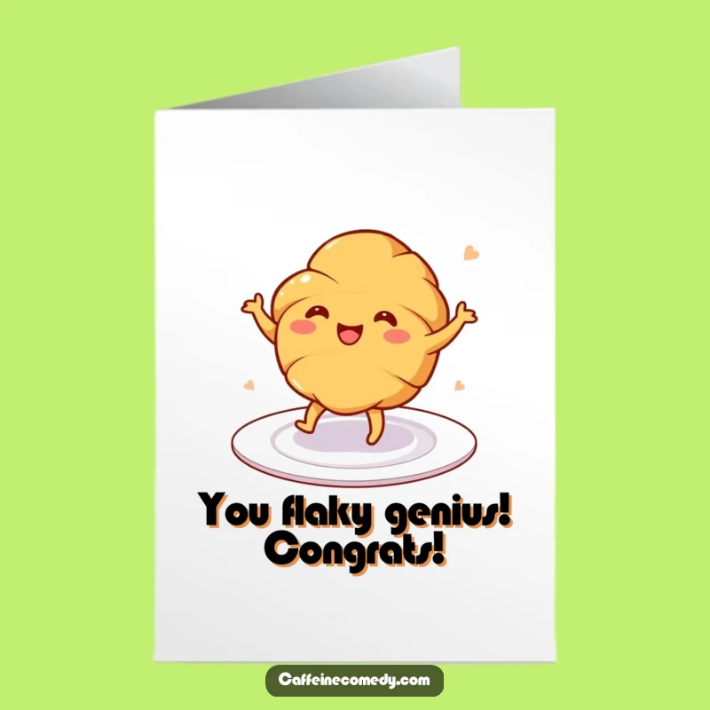 Free Printable Congrats Card: Dancing Croissant Celebration Pastry