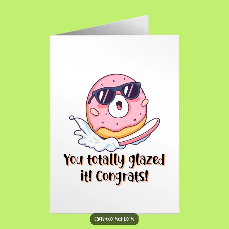 Free Printable Congrats Card: Surfing Donut Cool Milk Wave Success