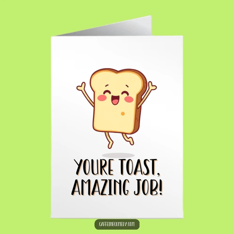 Free Printable Congrats Card: Surprised Toast Jumping for Humorous Downloadable Gift