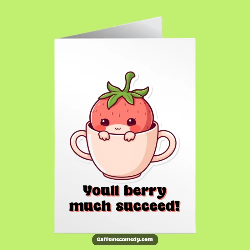 Free Printable Congrats Kawaii Strawberry Mug Card: Hidden Fun Downloadable Gift