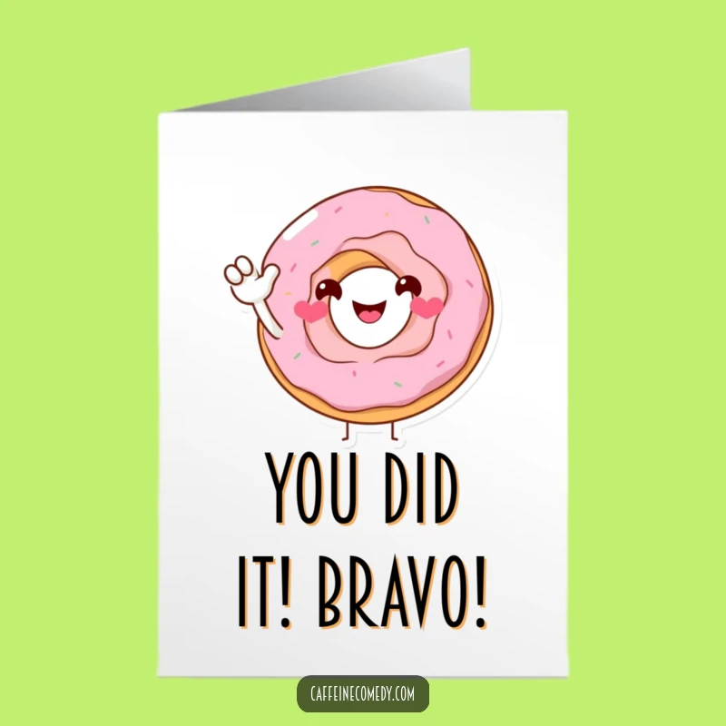 Free Printable Congrats Card: Cheerful Donut Wave for Your Big Achievement