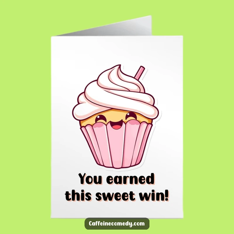 Free Printable Kawaii Cupcake Congrats Card - Funny Sip Greeting Downloadable