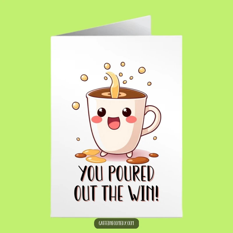 Kawaii Coffee Congrats Card: Free Printable Bubbles for Your Big Win
