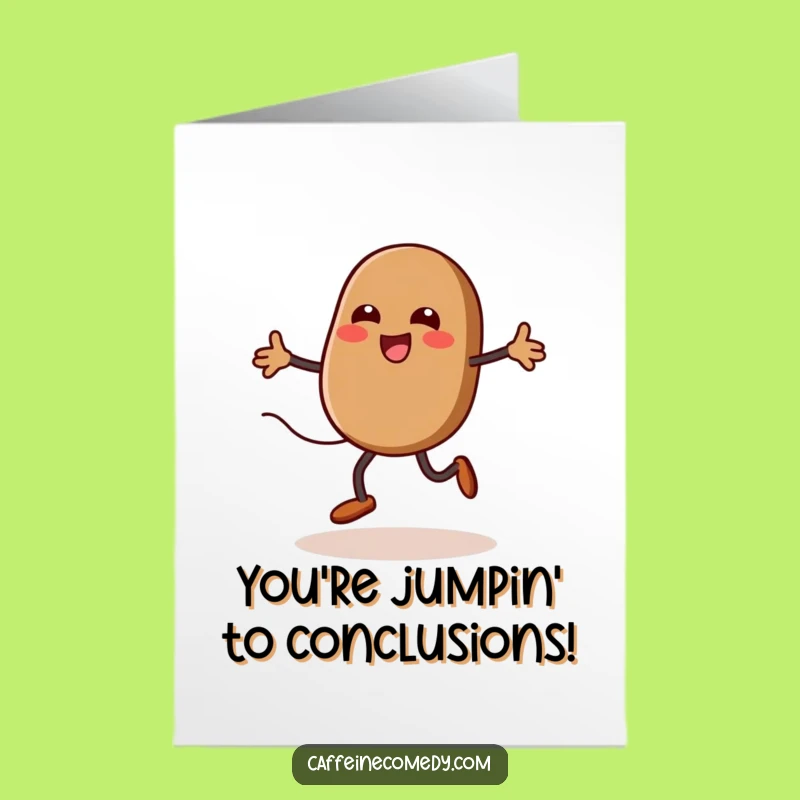 Free Printable Kawaii Coffee Bean Rope Jumping Congrats Card - Funny Downloadable