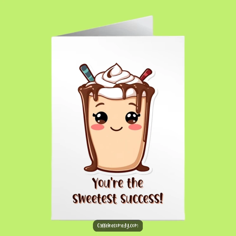 Free Printable Congrats Card: Cheerful Mocha, Sweet Success, Downloadable Celebration