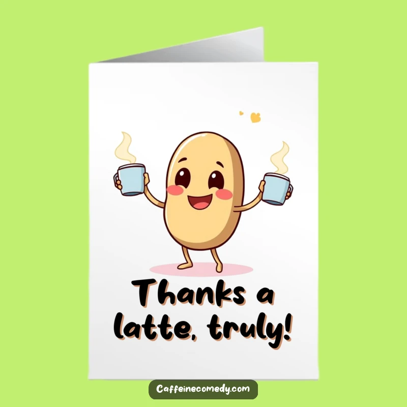 Free Printable Coffee Thanks: Downloadable Funny Bean Card for Expressing Gratitude Gift