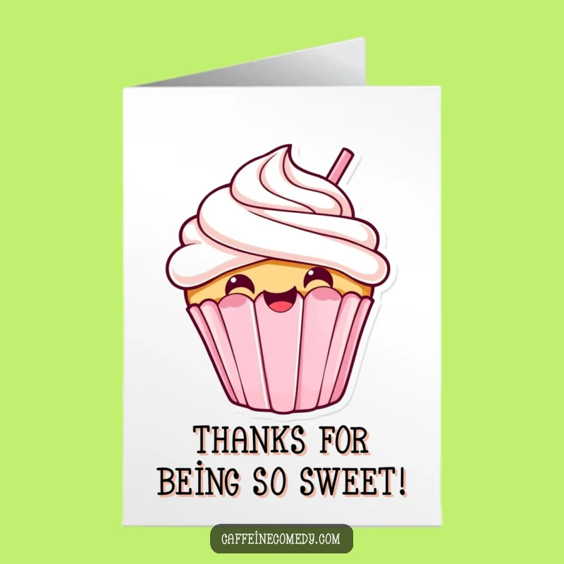 Free Printable Kawaii Cupcake Thank You Card - Funny Sip Greeting Downloadable