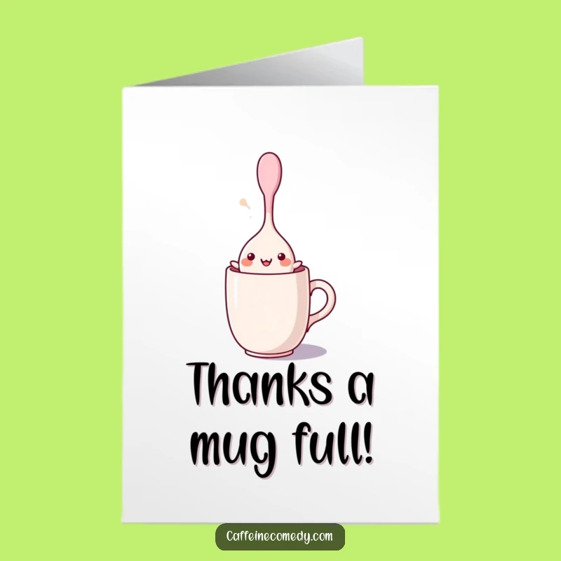 Free Printable Thank You Card: Dancing Spoon Kawaii Gratitude Downloadable Gift