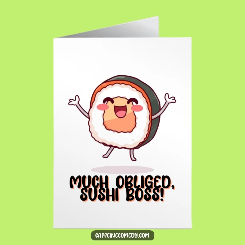 Free Printable Thank You Card: Funny Sushi Dance Downloadable Gift