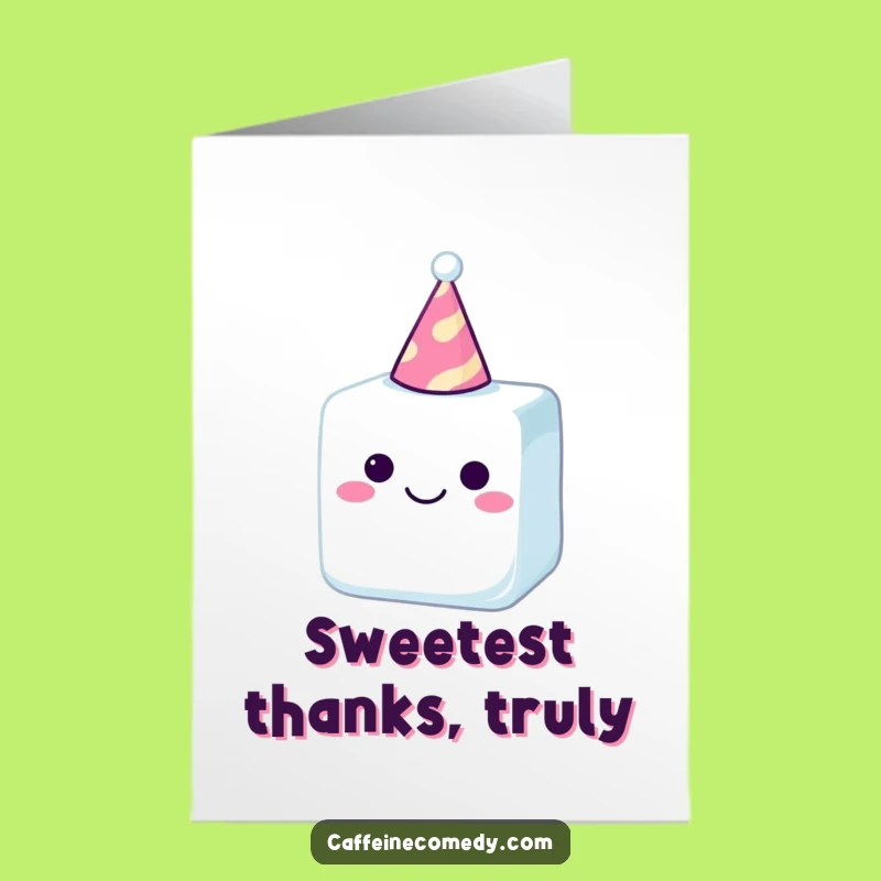 Free Printable Thank You Card: Cute Sugar Cube Expressing Gratitude Greeting Download
