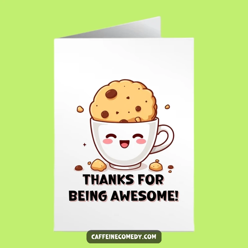 Free Printable Kawaii Cookie Coffee Thank You Card - Funny Dive Downloadable