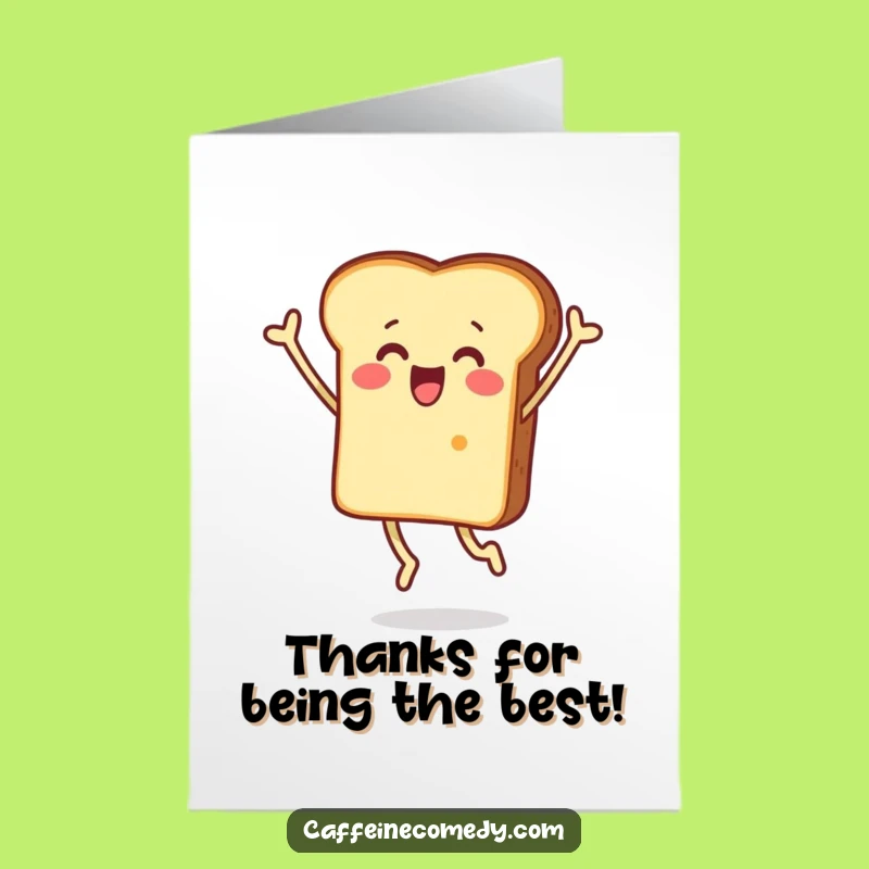 Free Printable Thank You Card: Surprised Toast Jumping for Humorous Downloadable Gift