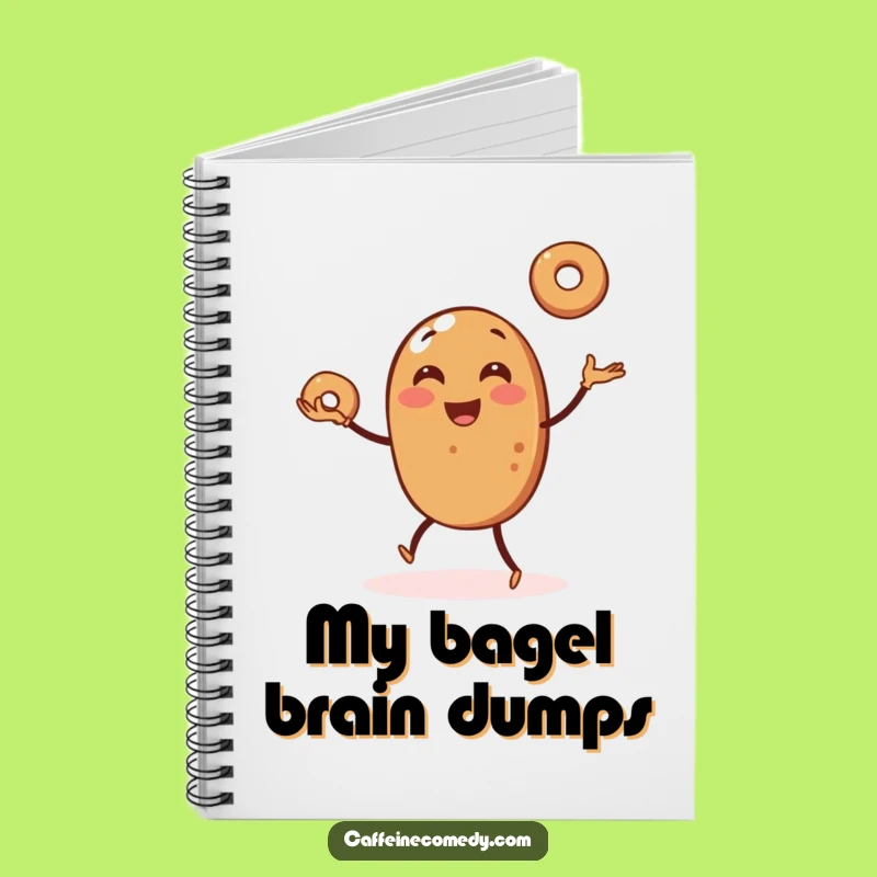 Funny Coffee Bean Juggling Bagels Notebook - Jot Down Laughs Gift!