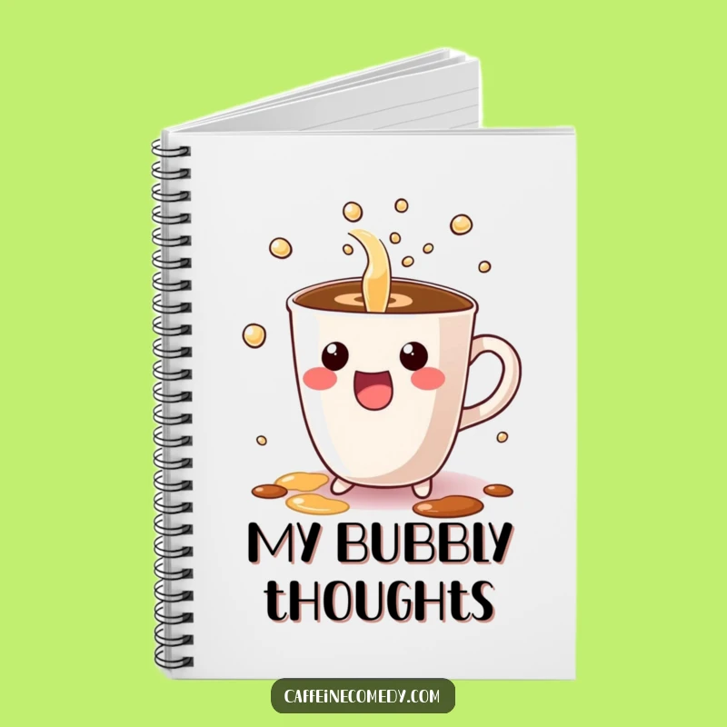 Funny Kawaii Coffee Notebook - Bubbly Pour Journal, Great Funny Gift