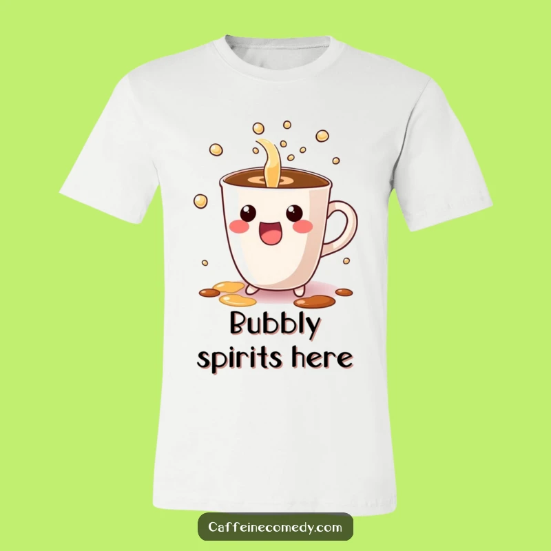 Funny Kawaii Coffee Cup T-Shirt - Bubbly Pour Design, Great Funny Gift