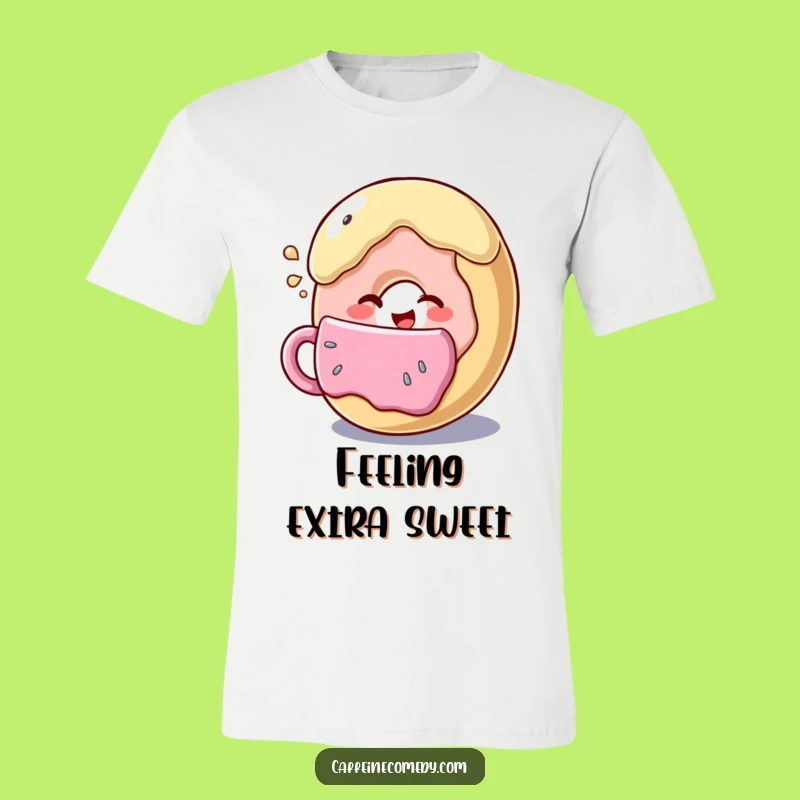 Funny Donut Wink T-Shirt: Coffee Sipping Cartoon Tee