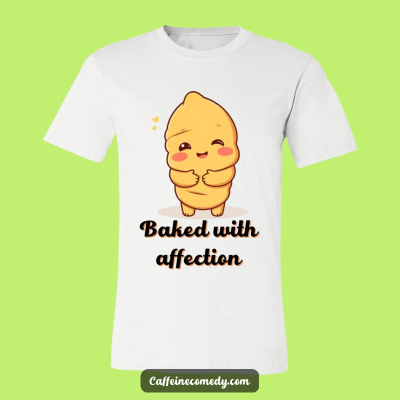 Funny Croissant Hug T-Shirt: Delighted Pastry - Hilarious Comfort Apparel Funny Gift!