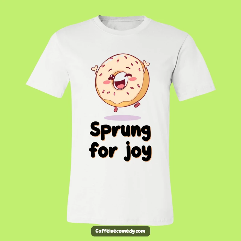 Funny Donut Leap T-Shirt: Delighted Sprinkled Character, Hilarious Gift