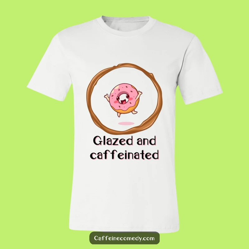 Funny Donut Leaping T-Shirt - Sweet Style for Coffee Lovers