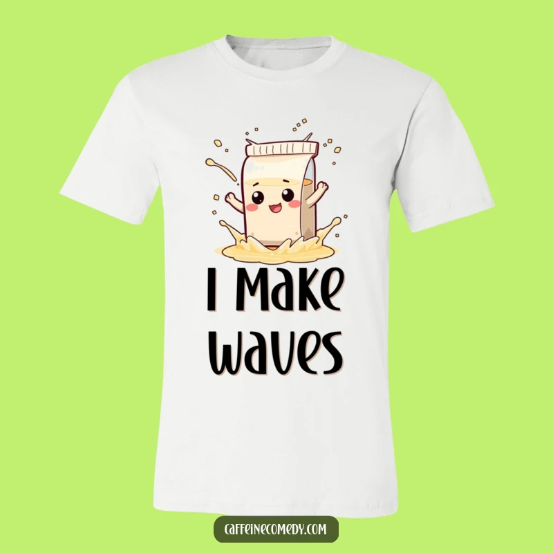 Funny Mischievous Tea Bag Character T-Shirt - Playful Splash Design, Great Gift