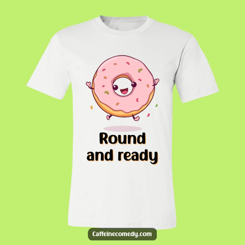 Funny Playful Donut Spinning T-Shirt: Hilarious Dessert Character Grooving, Great Gift!