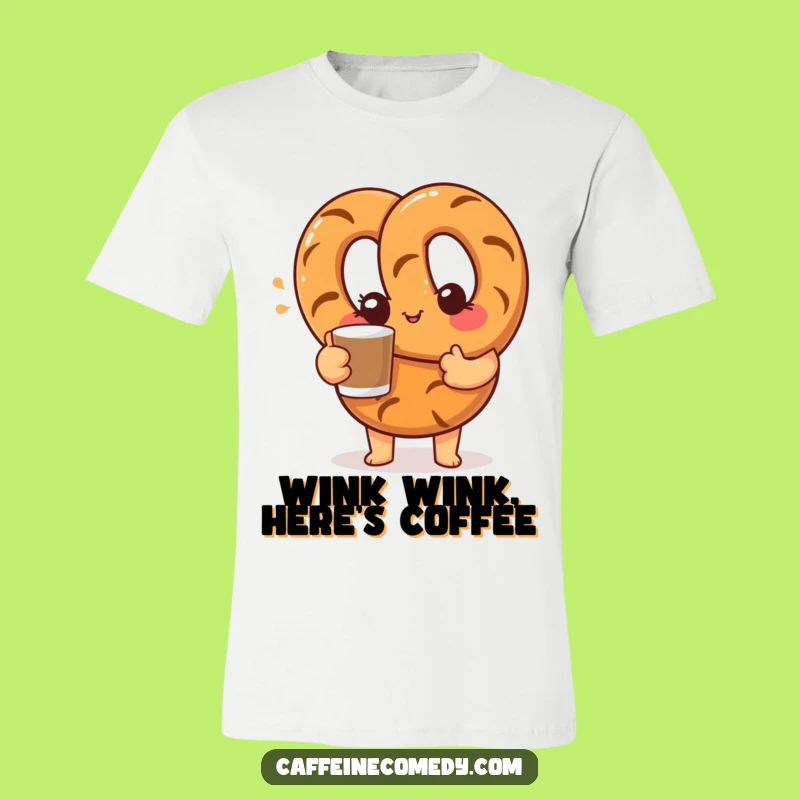 Funny Pretzel Wink T-Shirt - Hilarious Coffee Gift for Snack Enthusiasts