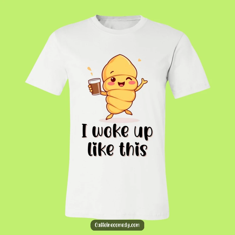 Funny Croissant Dancing T-Shirt: Cheerful Coffee Lover Tee