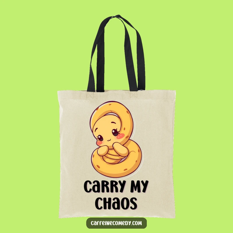 Funny Unraveling Pretzel Tote Bag: Curious Character Unraveling Itself, Practical Gift