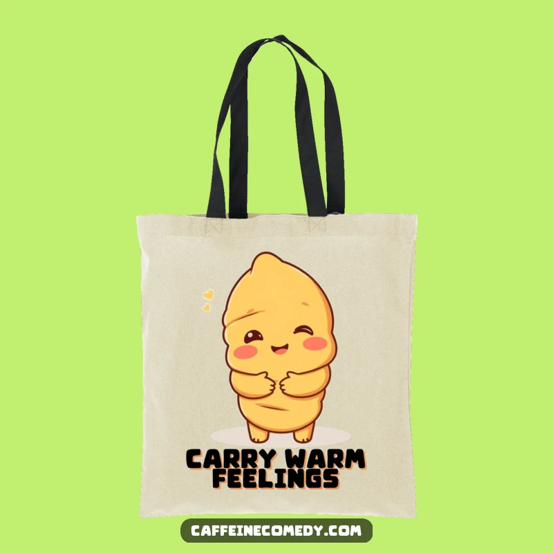 Funny Croissant Hug Tote Bag: Delighted Character - Your Perfect Funny Gift Carry-All!