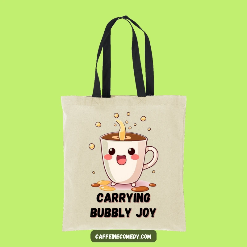 Funny Kawaii Coffee Tote Bag - Bubbly Pour Essential Carrier, Hilarious Gift
