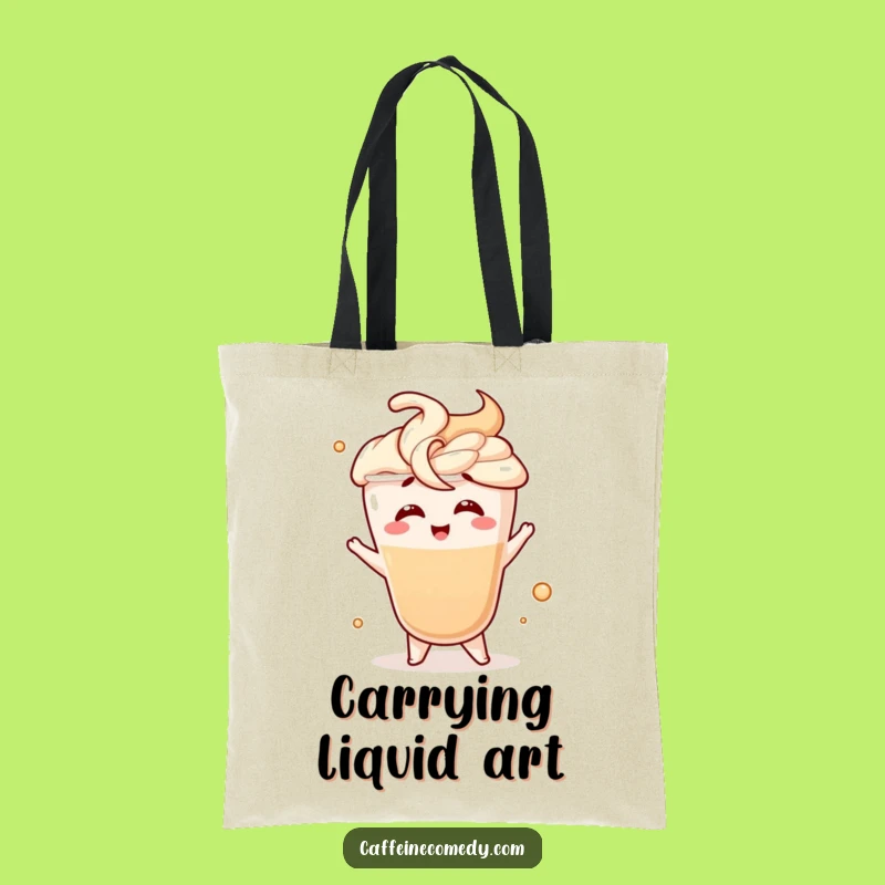 Funny Latte Swirl Tote Bag: Giggling Character - Your Perfect Funny Gift Carry-All!