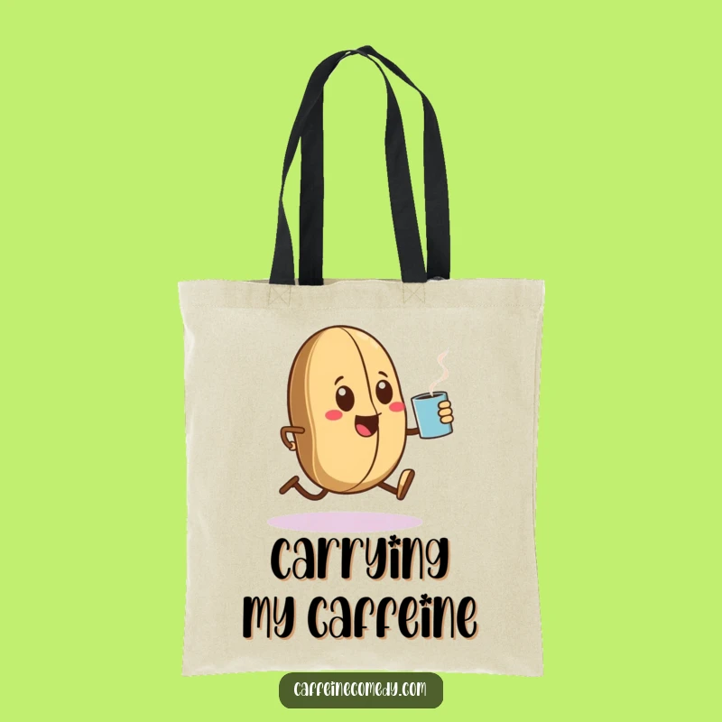 Funny Kawaii Coffee Bean Sprinting Tote Bag - Carry Your Essentials Hilariously
