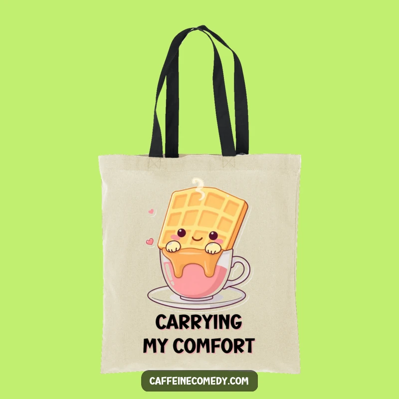 Funny Kawaii Waffle Tote Bag - Happy Drape Companion