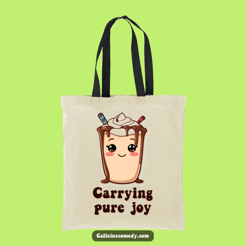 Funny Mocha Tote Bag: Carry Your Cheer with a Smiley Character