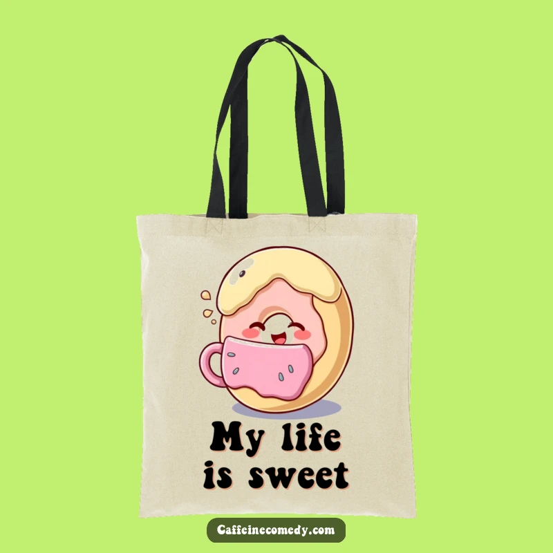 Funny Donut Market Tote: Winking Coffee Sipper Bag