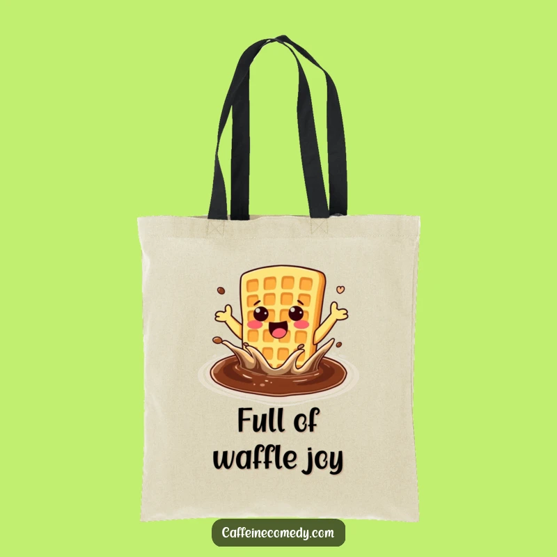 Funny Enthusiastic Waffle Coffee Splash Tote Bag: Carry Your Joy, Perfect Humorous Gift