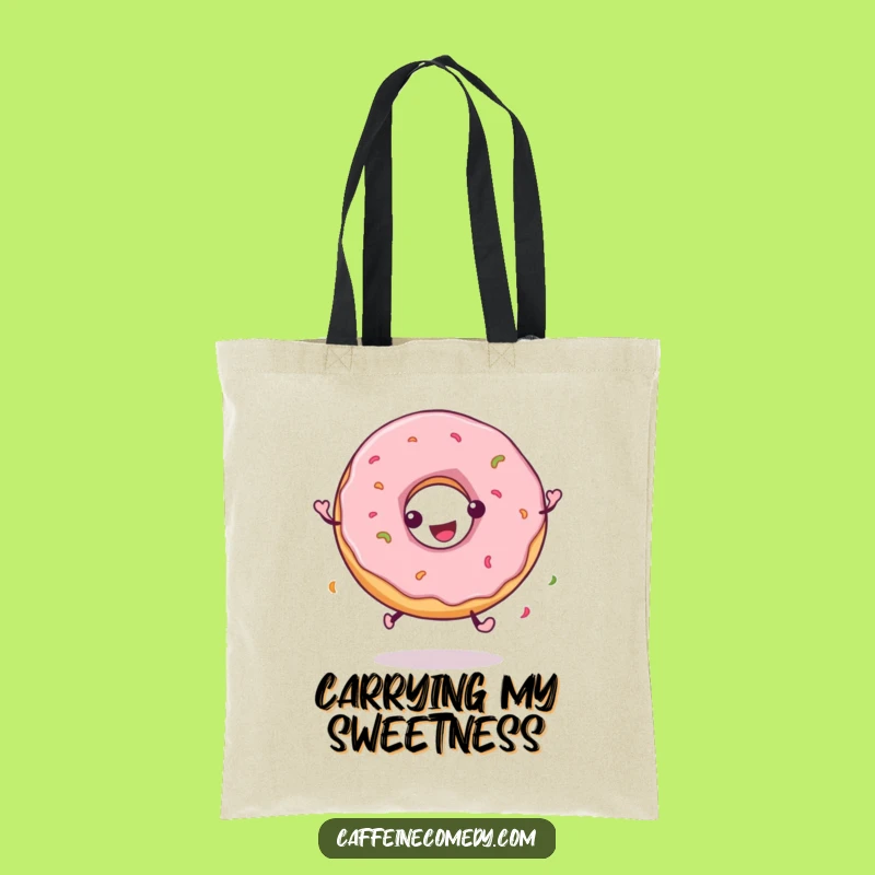 Funny Playful Donut Spinning Tote Bag: Carry Your Fun with this Sweet Character!