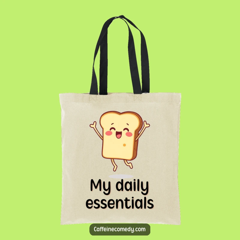 Funny Surprised Toast Jumping Tote Bag: Carry Your Joy with this Hilarious Character!