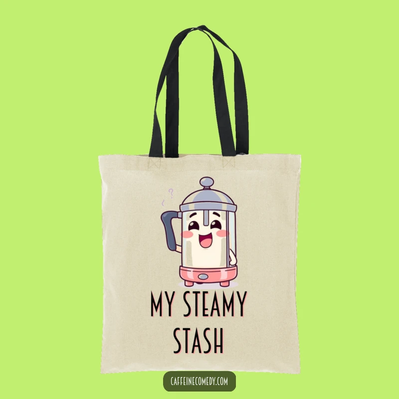 Funny Steaming French Press Tote Bag: Carry Your Coffee Love Stylishly